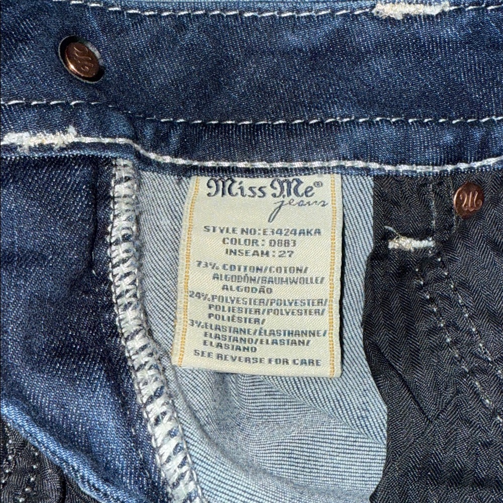 Miss Me Ankle Skinny Jeans with Embroidered Pocket - Picture 3 of 9